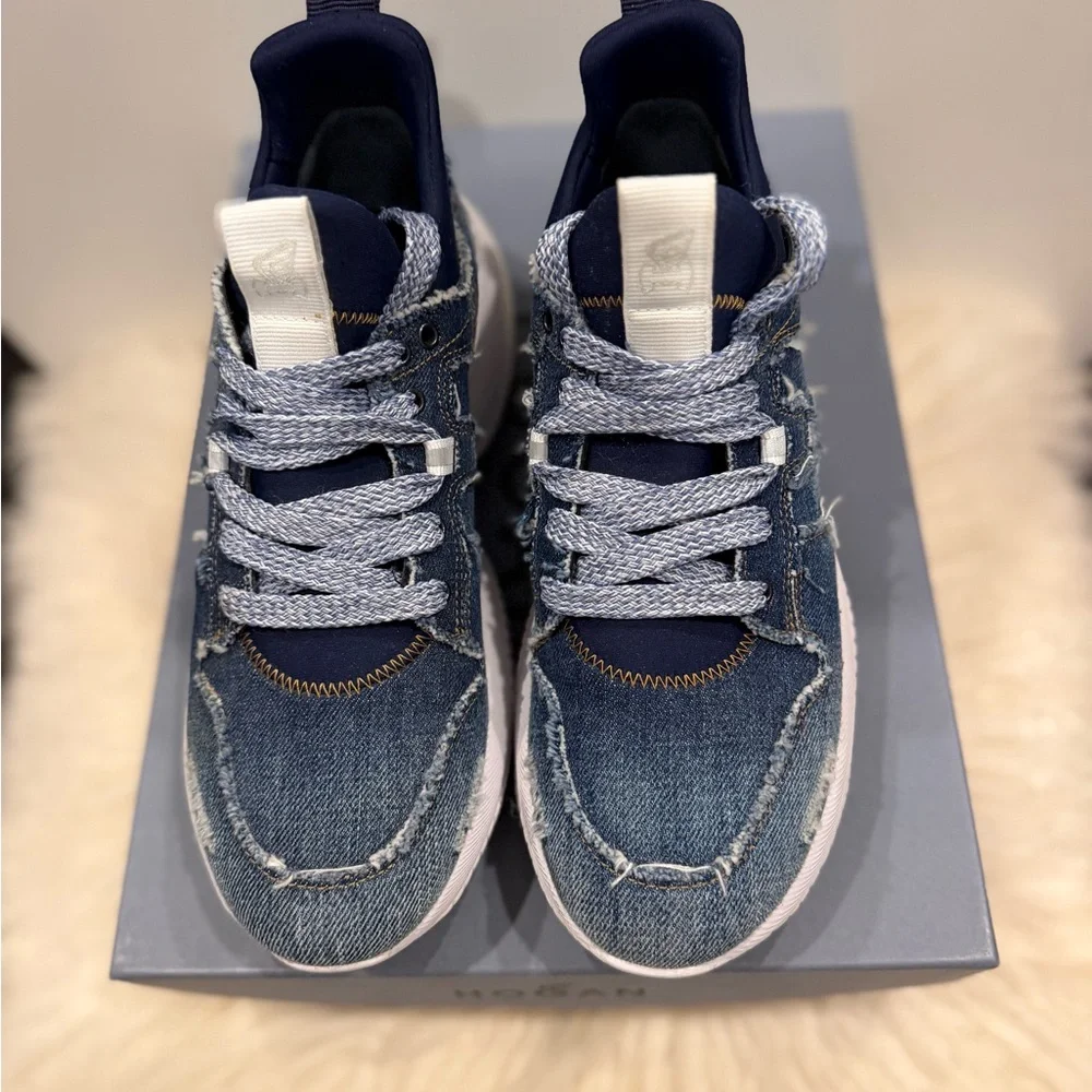 Hogan Frayed Denim Blue Sneakers size 38